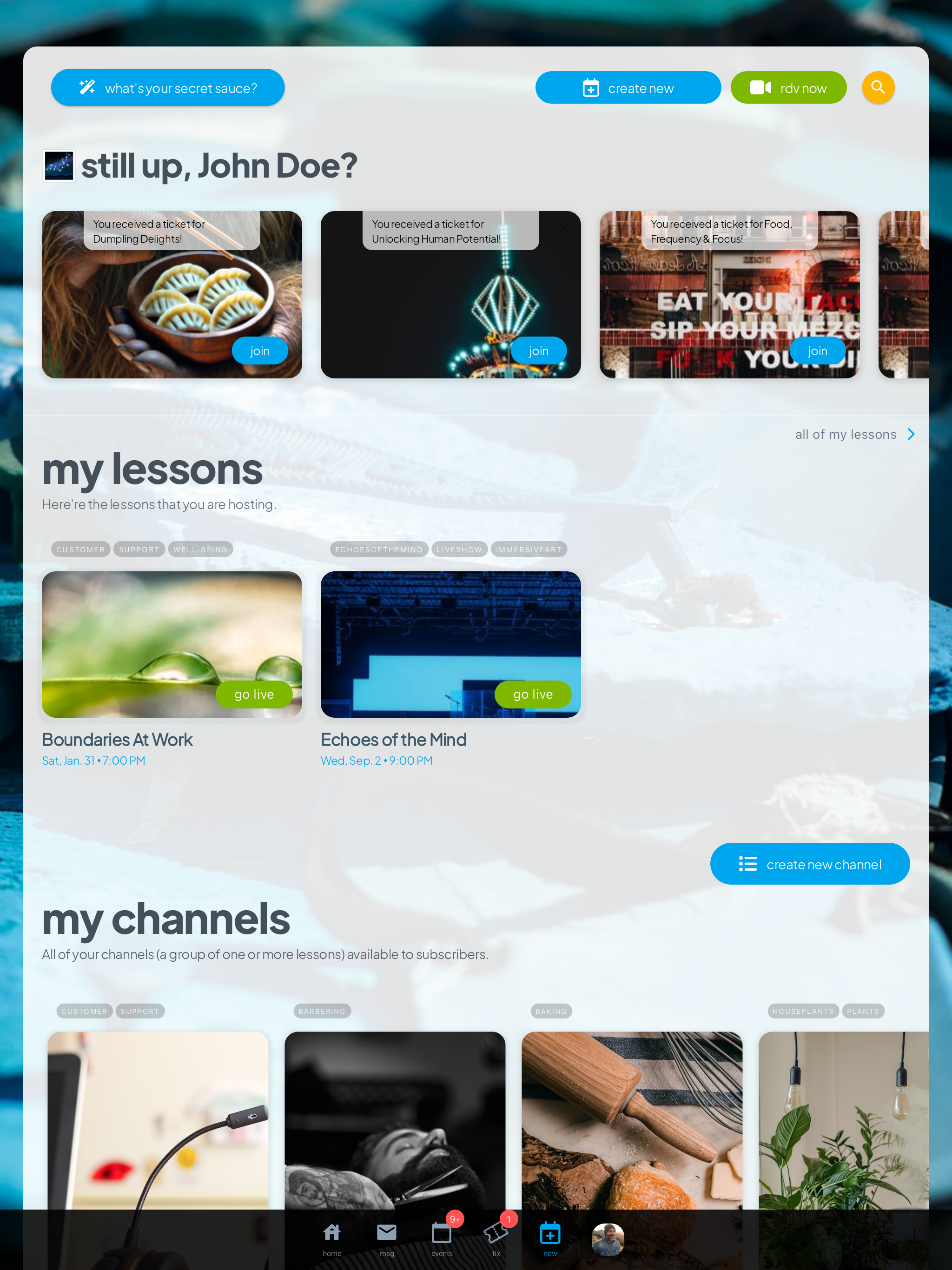 Rondeyvu live experience interface, view 3 of 10