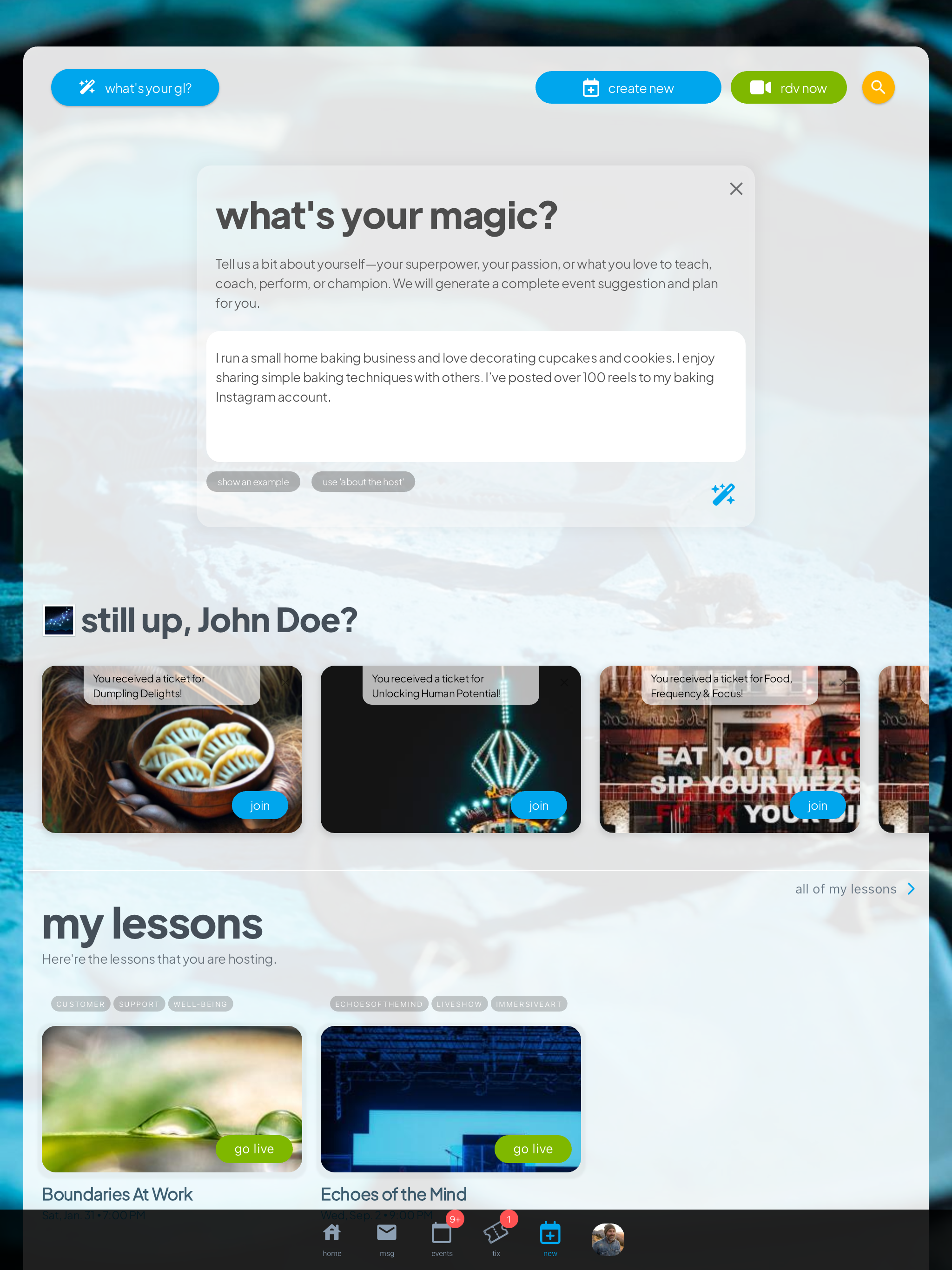 Rondeyvu live experience interface, view 4 of 10