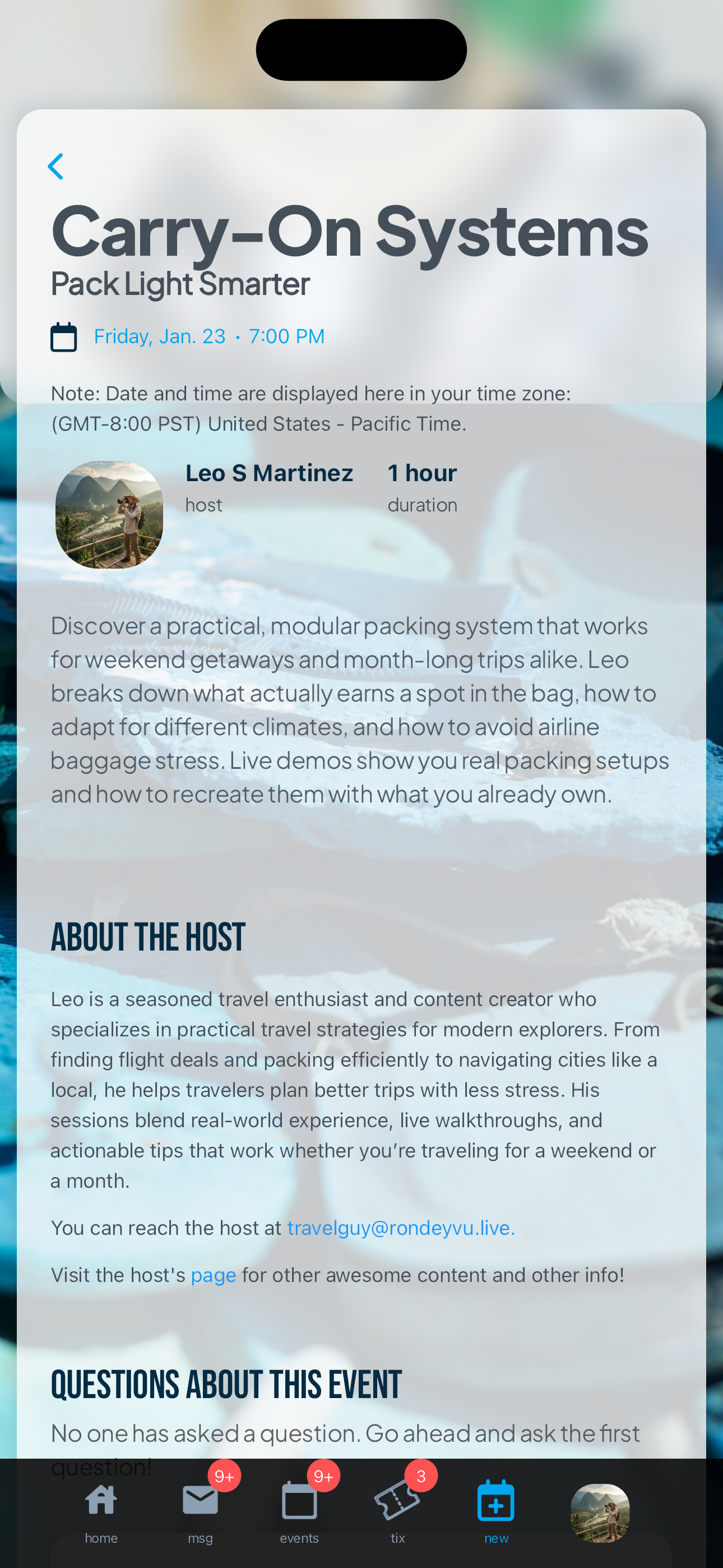 Rondeyvu live experience interface, view 6 of 10